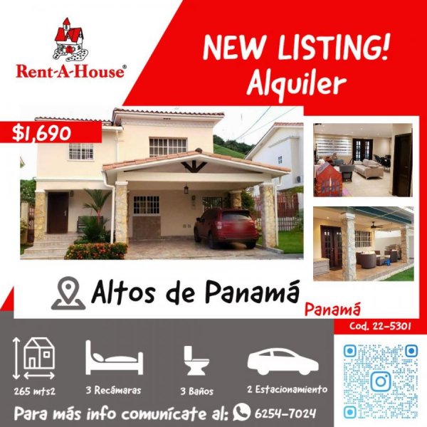 Casa en Alquiler en  Altos de Panamá, Panamá